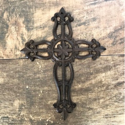 56384 - CAST IRON FLEUR DE LI WALL CROSS